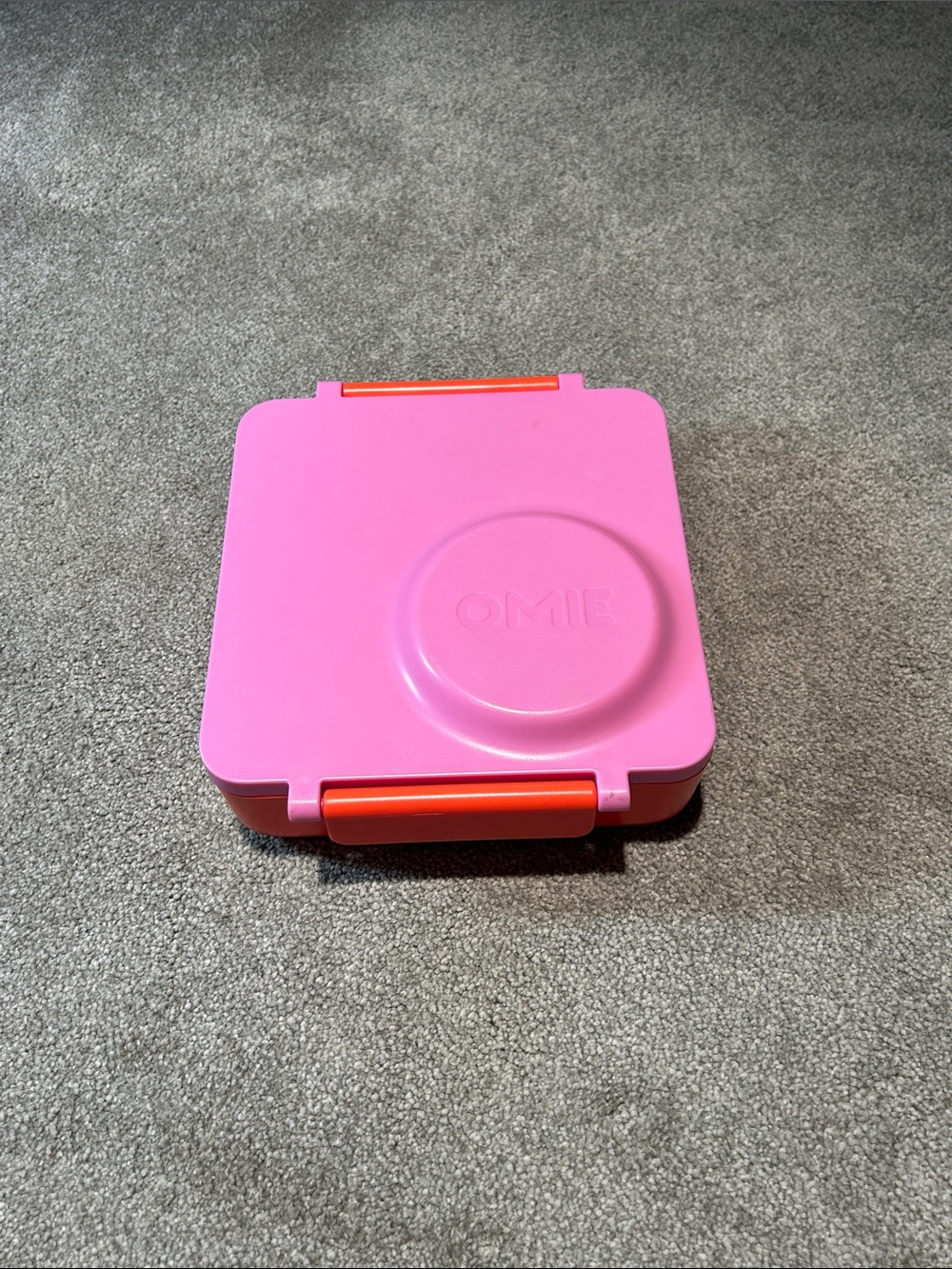 OMIE Pink Lunch Box with Orange Accents